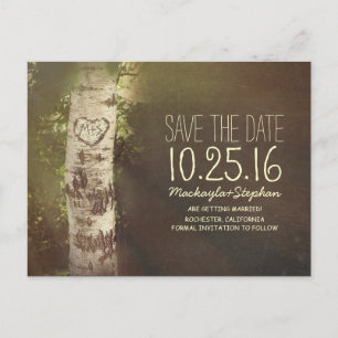 Carte Postale Faire-part Pays rustique enregistrer la date avec le bouleau