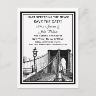 Carte Postale Faire-part Paysage urbain de NYC Pont de Brooklyn #2 Enregist