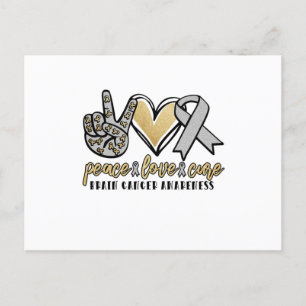 Carte Postale Faire-part Peace Love Cure Cerveau Cancer