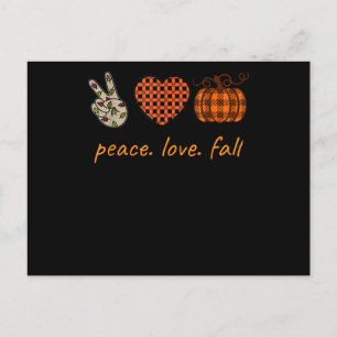 Carte Postale Faire-part Peace Love Fall Thanksgiving Leopard Citrouille
