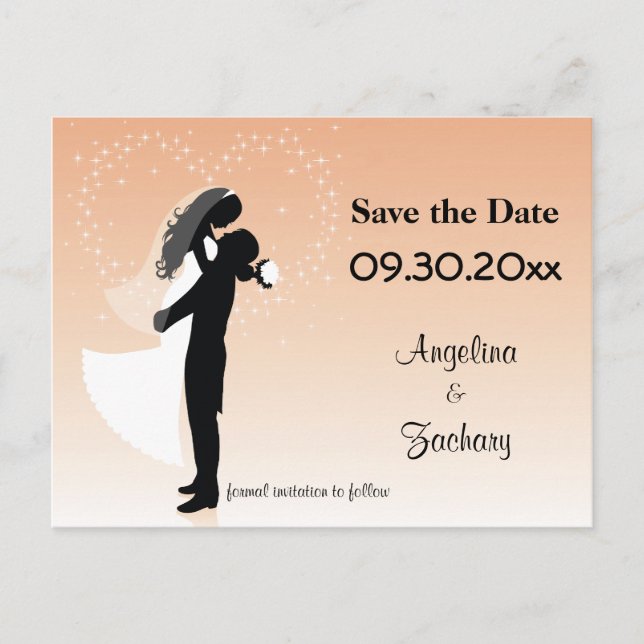 Carte Postale Faire-part Peach Ombre Enregistrer La Date Mariage Post Card (Devant)