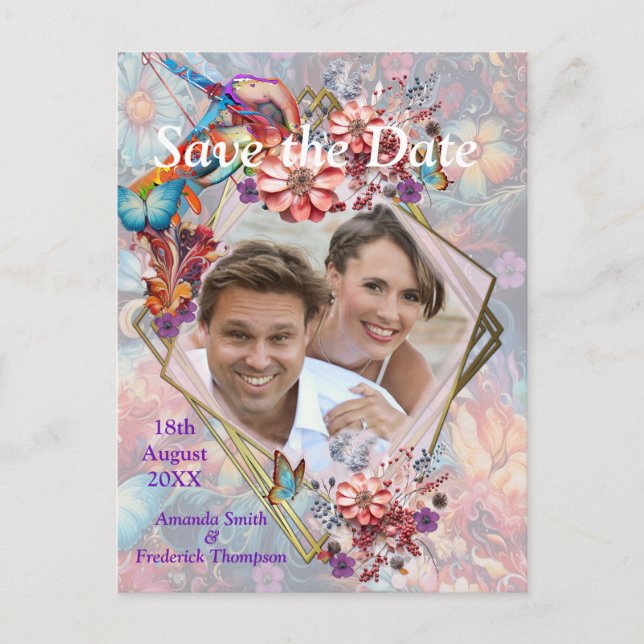 Carte Postale Faire-part Peinture de fleurs de fantaisie exprimant la natur (Devant)