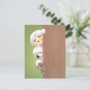 Carte Postale Faire-part Pékin Animaux Trio