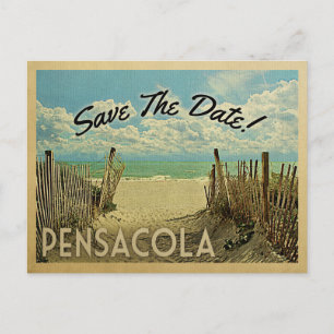 Carte Postale Faire-part Pensacola Sauvegarder La Date Vintage Plage Nautil