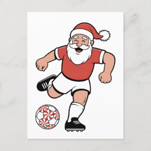 Carte Postale Faire-part Père Noël jouant au football Noël Joueur Sport