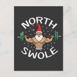 Carte Postale Faire-part Père Noël Musclé Drôle Fitness Noël Nord