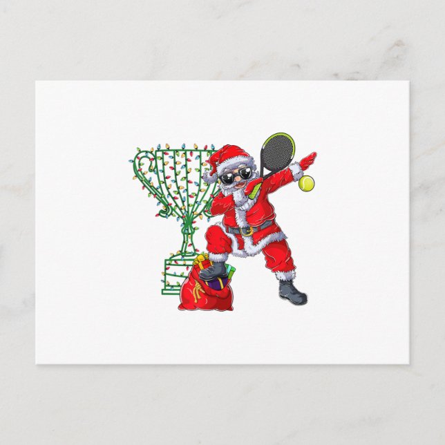 Carte Postale Faire-part Père Noël qui fait dab tennis Noël cadeau hommes (Devant)