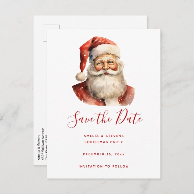 Carte Postale Faire-part Père Noël rétro (Devant / Derrière)