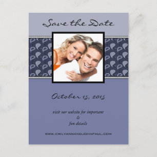 Carte Postale Faire-part Periwinkle Ivory Paisley Enregistrer La Date Votre