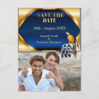 Perroquet exotique tons de bleu Save the Dates