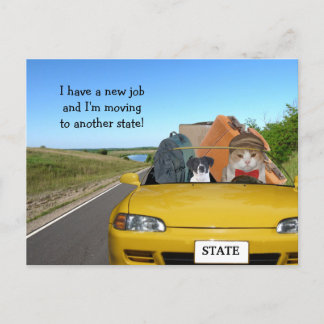 Carte Postale Faire-part Personnalisable Chat Funny / Kitty Déménagement ho