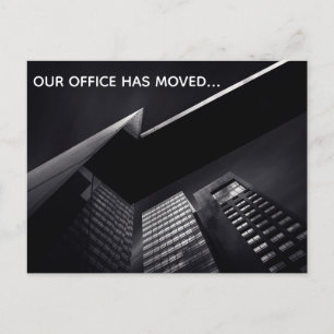 Carte Postale Faire-part Personnalisable Chic Black Office Building Déplace