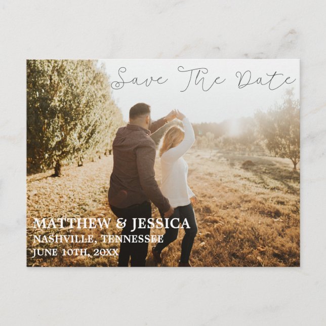 Carte Postale Faire-part Personnalisé Engagé Champ de Coucher de Soleil Rus (Devant)