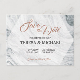 Carte Postale Faire-part Personnalisé, Save The Date, Mariage Marbre