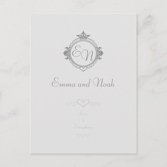 Carte Postale Faire-part Personnalisez les noms, initiales et phrase Amour (Devant)