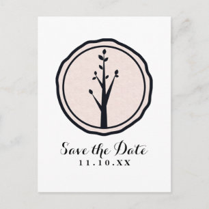 Carte Postale Faire-part Petit Arbre Rustique Nature Mariage Économisez la