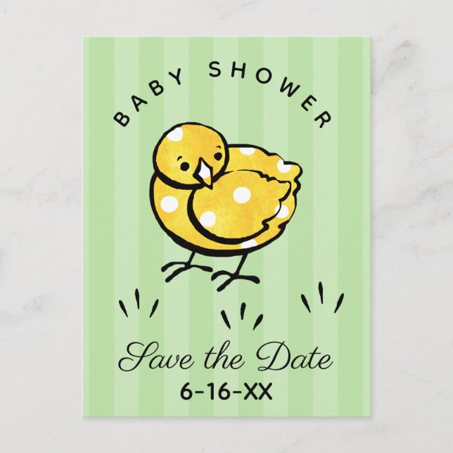 Carte Postale Faire-part Petit Baby shower de poussin jaune Enregistrer la  (Devant)