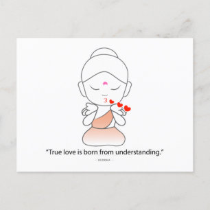 Carte Postale Faire-part Petit Bouddha amical montrant son amour