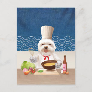 Carte Postale Faire-part Petit Chien Chef