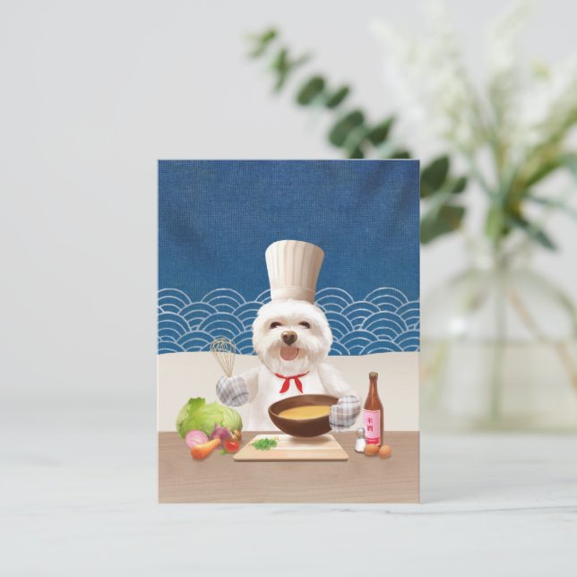 Carte Postale Faire-part Petit chien chef (Debout devant)