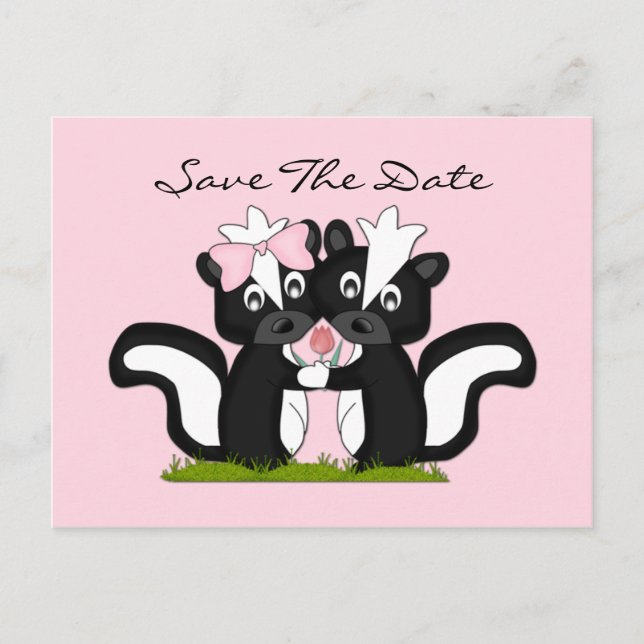 Carte Postale Faire-part Petits Skunks Sauvegardez La Date (Devant)