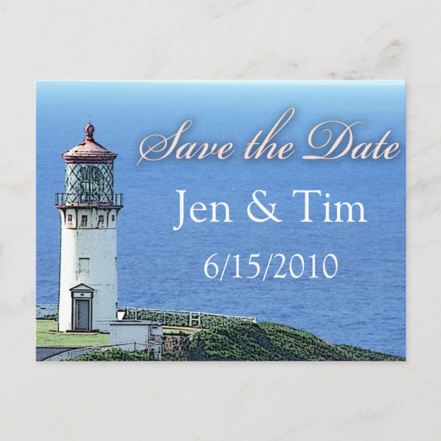 Carte Postale Faire-part phare sauve la date (Devant)