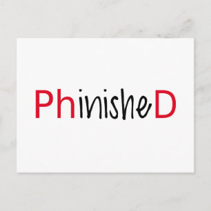 Carte Postale Faire-part Phinished, word art, text design pour les diplômés