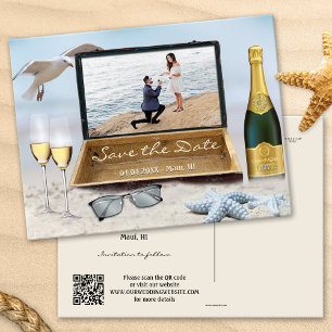 Carte Postale Faire-part Photo Beach ou Destination Enregistrer la date Car