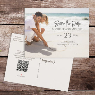 Carte Postale Faire-part Photo Budget moderne Enregistrer la date Code QR M
