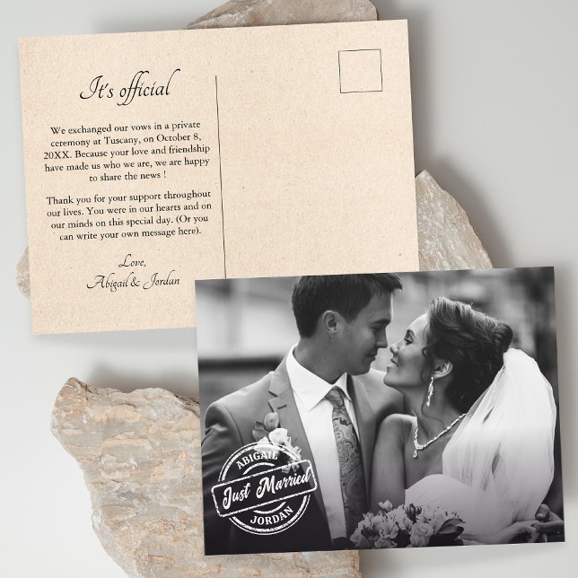 Carte Postale Faire-part Photo classique de jeunes mariés (Créateur téléchargé)