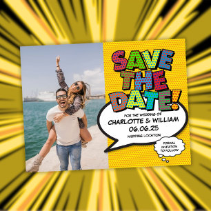 Carte Postale Faire-part Photo d'annonce de mariage en couleur amusante