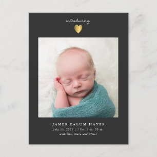 Carte Postale Faire-part Photo de Baby Boy Boy moderne Soin d'Or