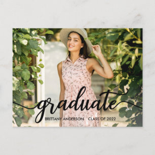 Carte Postale Faire-part photo de graduation en calligraphie ten