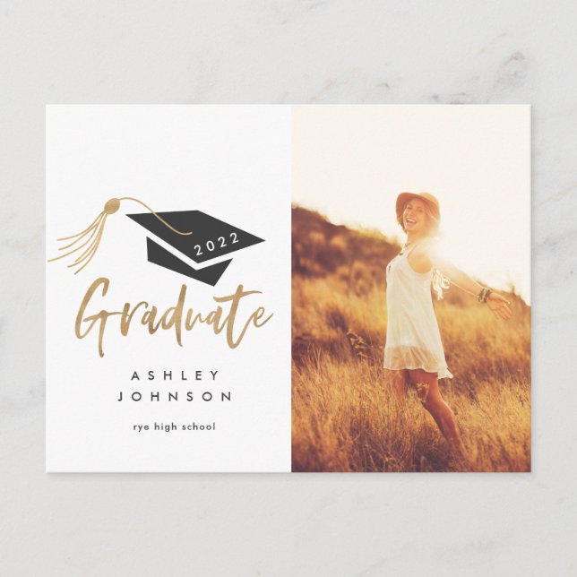 Carte Postale Faire-part Photo de la toque de remise des diplômes avec glan (Devant)