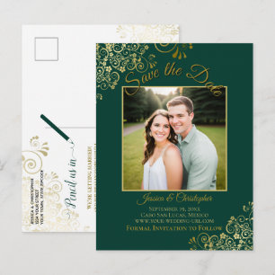 Carte Postale Faire-part Photo de mariage à sauvegarder à la date sur fond 
