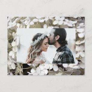 Carte Postale Faire-part Photo de mariage Florale d'Hydrangea Blanche