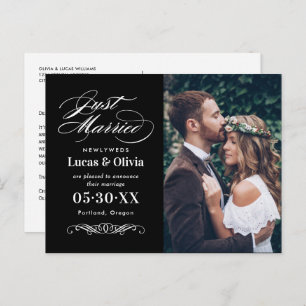 Carte Postale Faire-part Photo de mariage noir et blanc