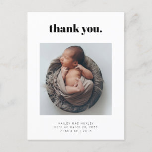 Carte Postale Faire-part Photo de naissance de bébé merci gras