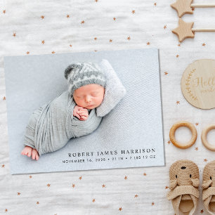 Carte Postale Faire-part Photo de naissance minimaliste