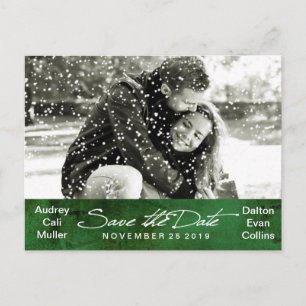 Carte Postale Faire-part Photo De Neige D'Hiver Enregistrer La Date