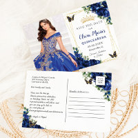 Photo de papillons de Quinceañera floraux bleu roy