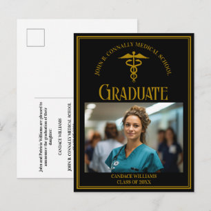 Carte Postale Faire-part Photo de remise de diplôme de l'école de médecine 