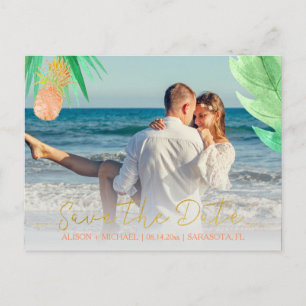 Carte Postale Faire-part Photo de sauvegarde de date de mariage tropical pê