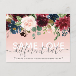 Carte Postale Faire-part Photo de typographie de mariage à date autre flora
