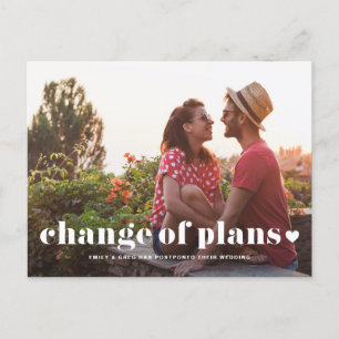 Carte Postale Faire-part Photo de typographie rétro Changement de plans Mar