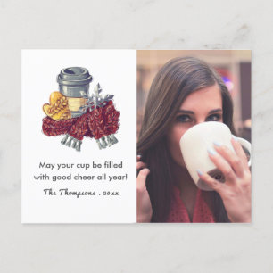Carte Postale Faire-part Photo de vœux de Noël pour amateur de café