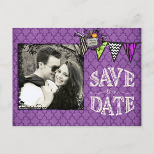 Carte Postale Faire-part Photo du Mariage d'Halloween Enregistrer la date