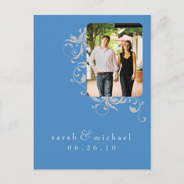 Carte Postale Faire-part Photo du seau bleu Enregistrer la date 04 (Devant)