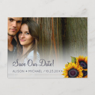 Carte Postale Faire-part PHOTO  Élégante date de sauvegarde de mariage rust