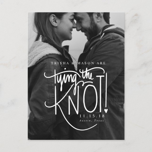 Carte Postale Faire-part Photo en noir et blanc Enregistrer la date (Devant)